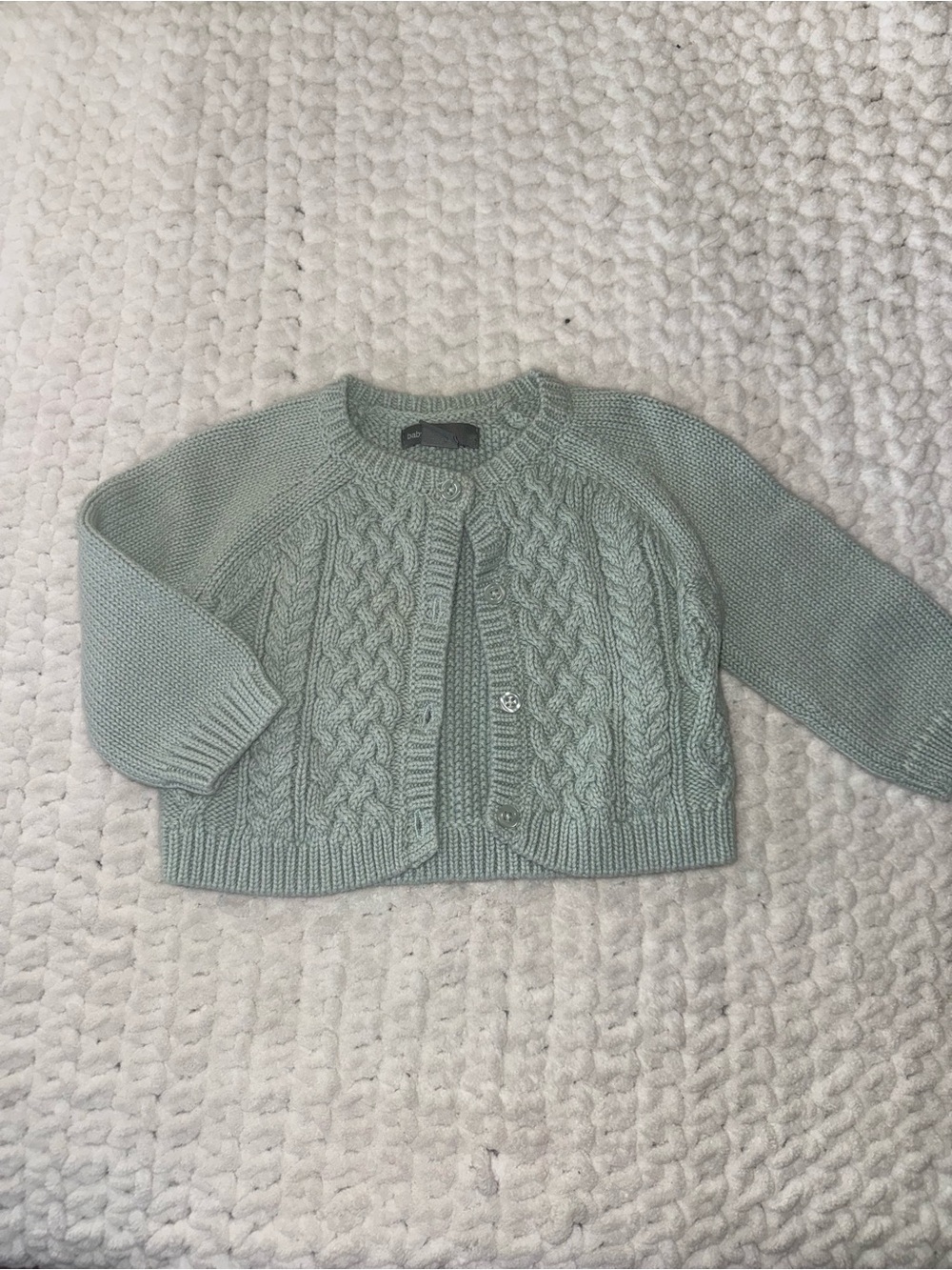 GAP Baby Cable Knit Cardigan in Mint Green